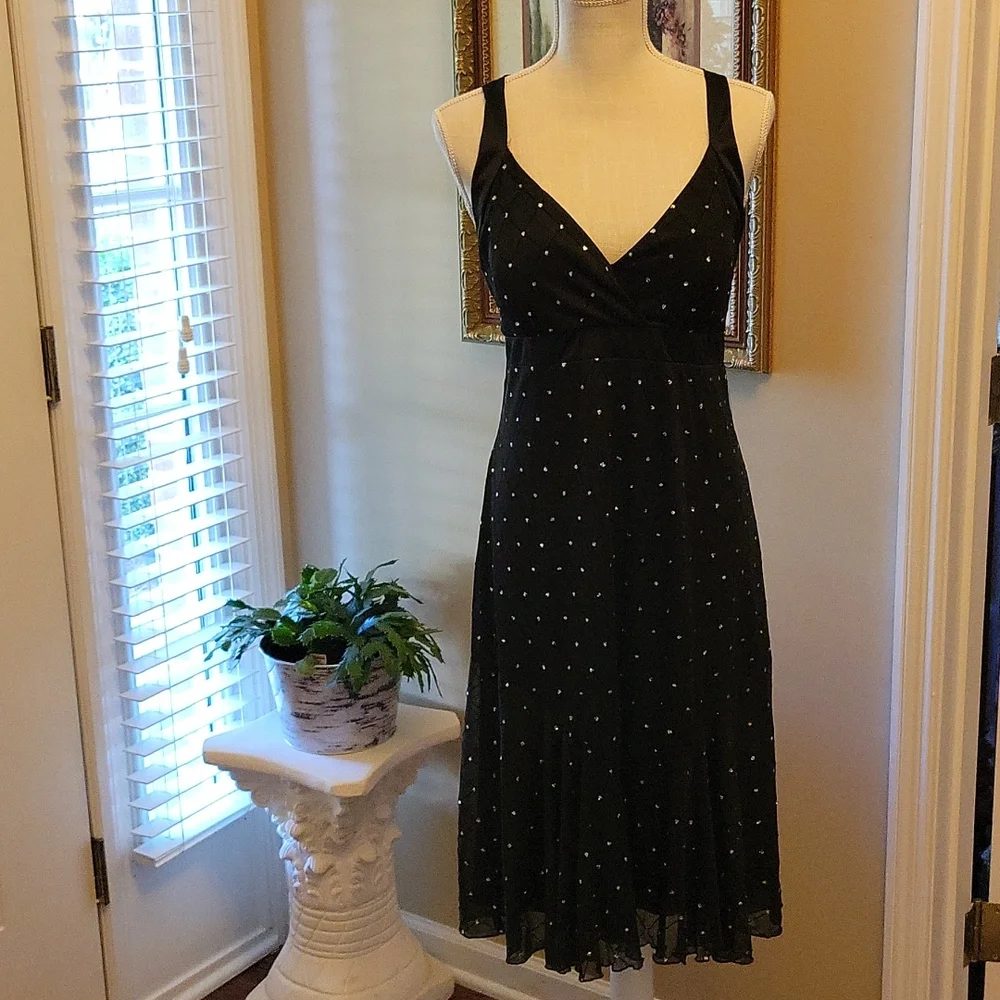 R & M Richards Petite black silver sequin halter dress built in bra 12P …EUC - Picture 1 of 8